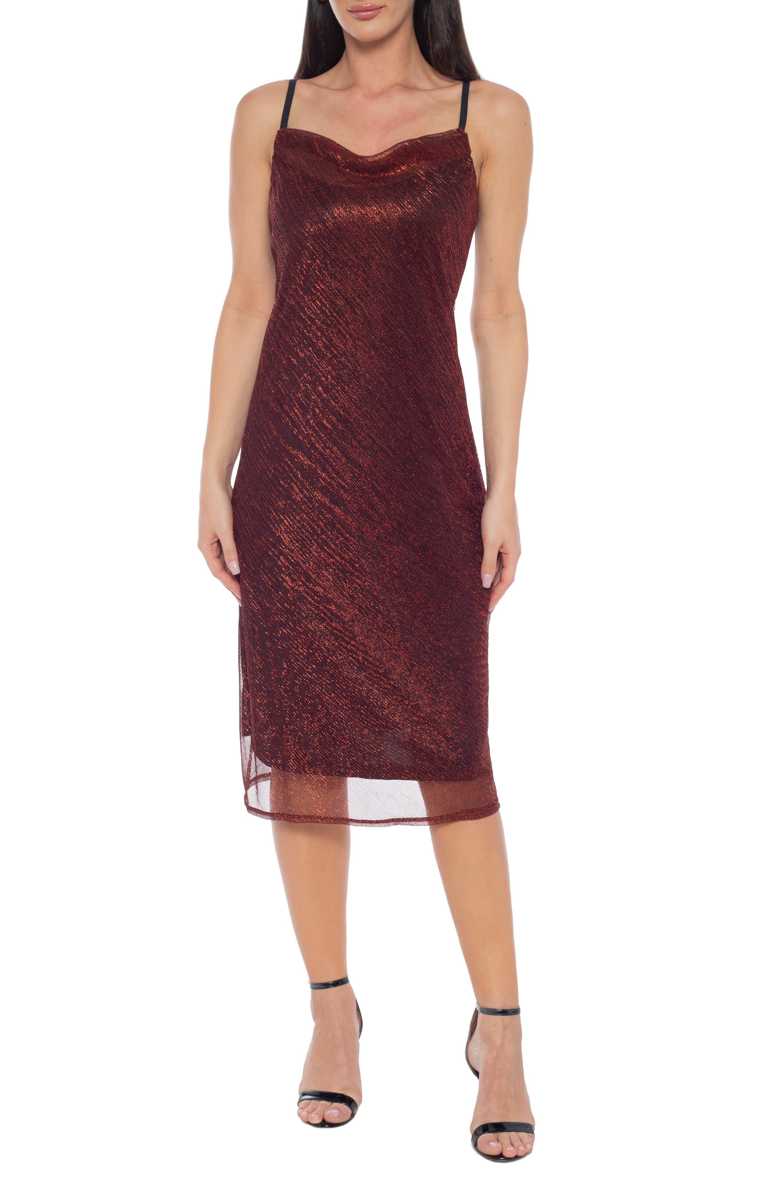 Cowl Neck Metallic Midi Slipdress - image 3