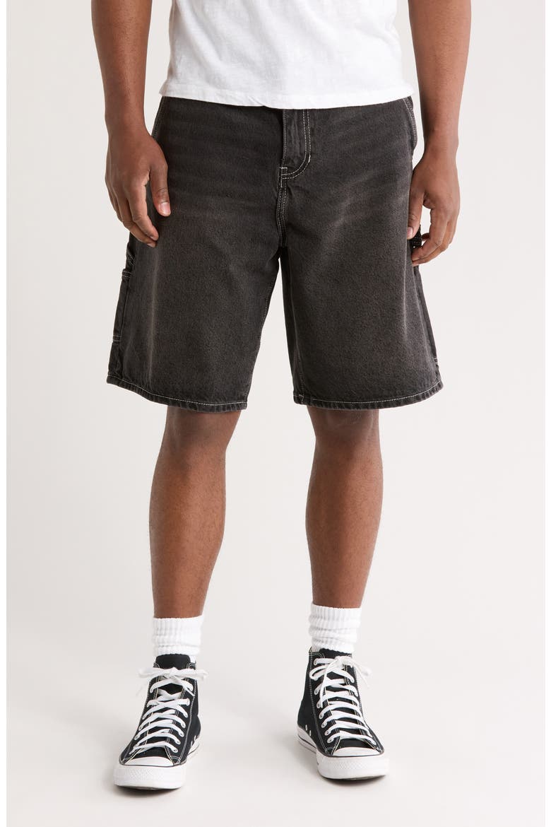 Nathan Baggy Denim Carpenter Shorts, Main, color, BLACK