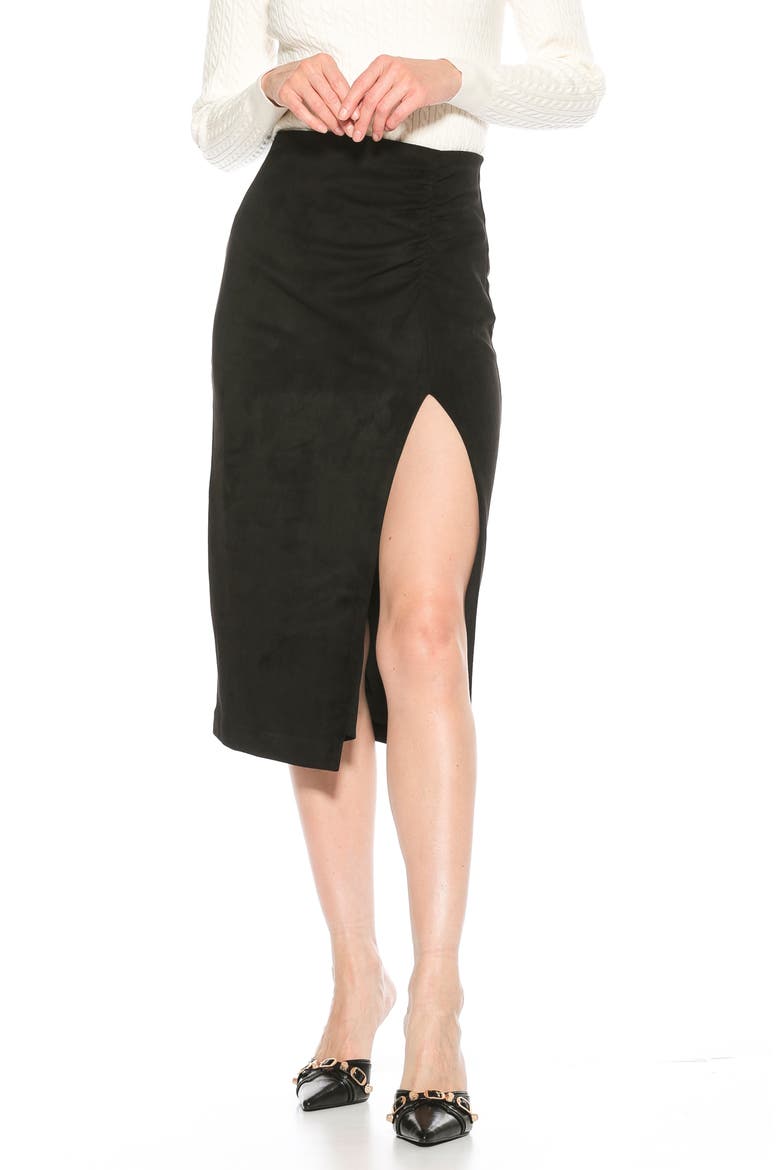 Zayla Faux Suede Pencil Skirt, Main, color, BLACK