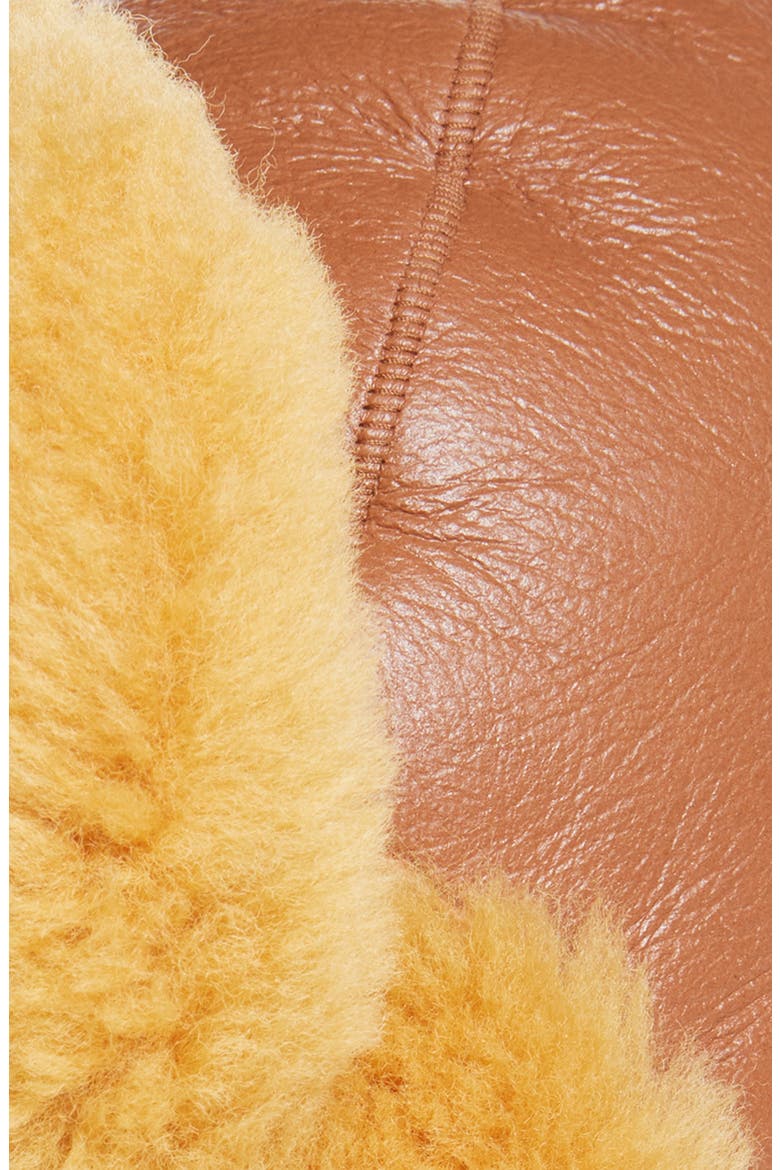 Belmet Leather & Genuine Shearling Hat, Alternate, color, RUST BROWN