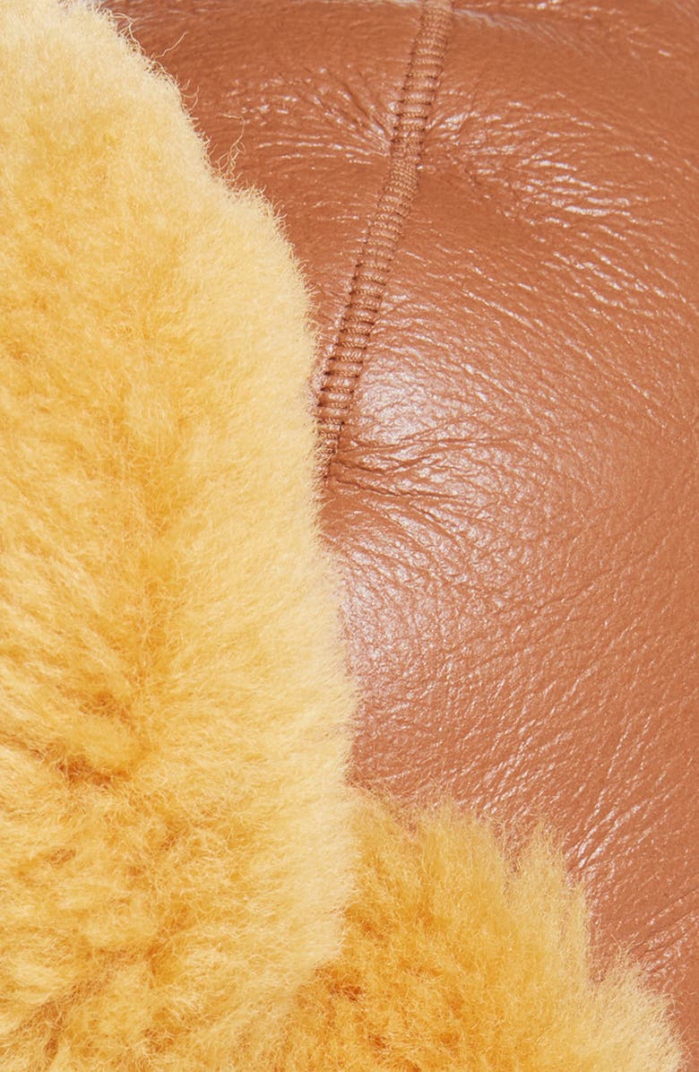 Acne Studios Belmet Leather & Genuine Shearling Hat, Alternate, color, Rust Brown