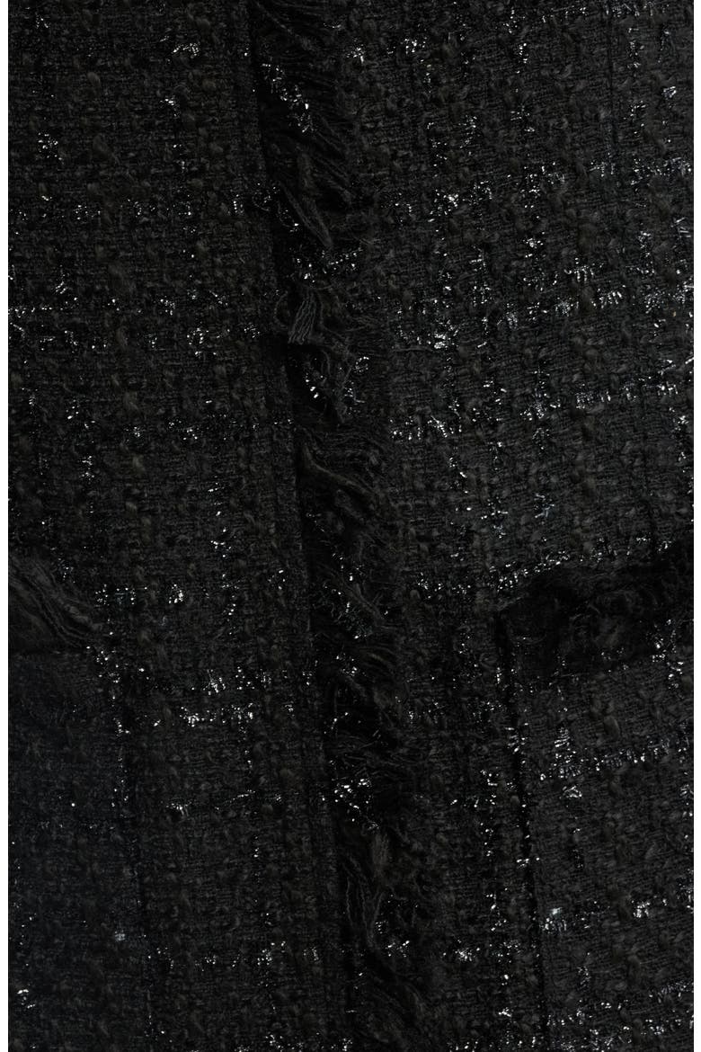 Rives Metallic Floral Appliqué Tweed Dress, Alternate, color, BLACK