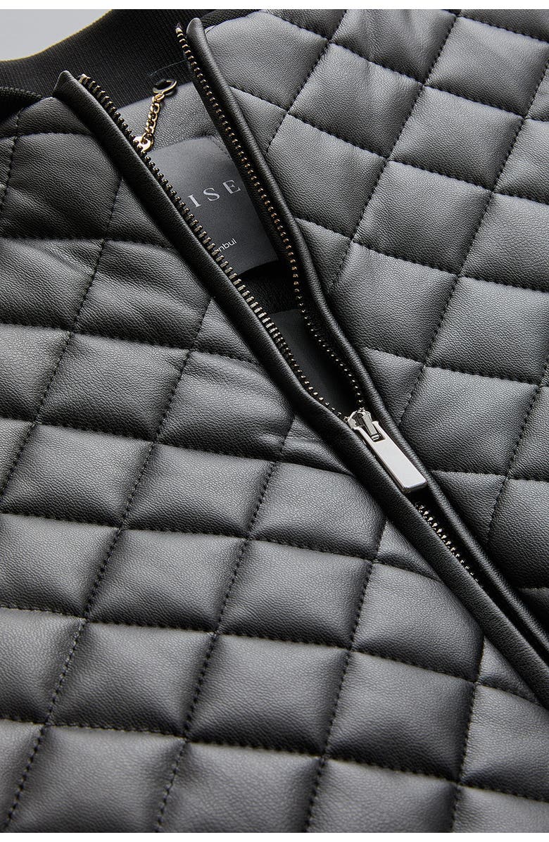 Exquise Dulce Quilted Faux Leather Jacket, Alternate, color, Black