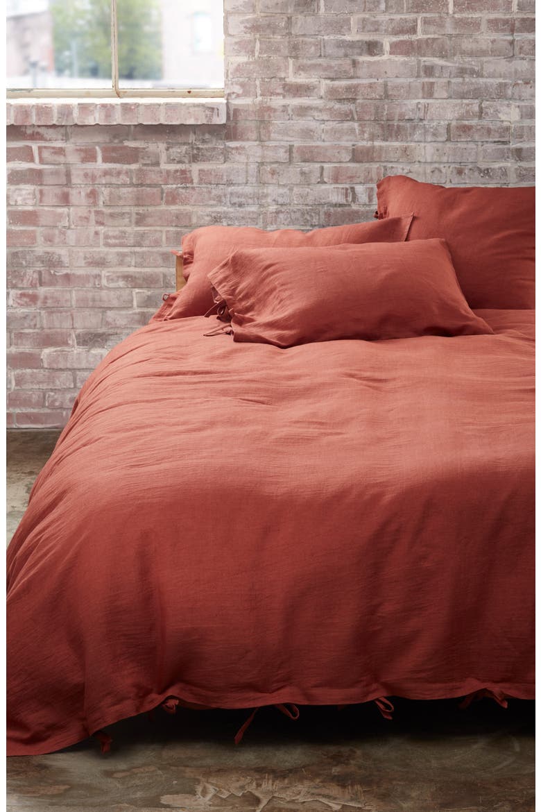 Relaxed Cotton & Linen Duvet Cover, Main, color, BROWN RUSTIC