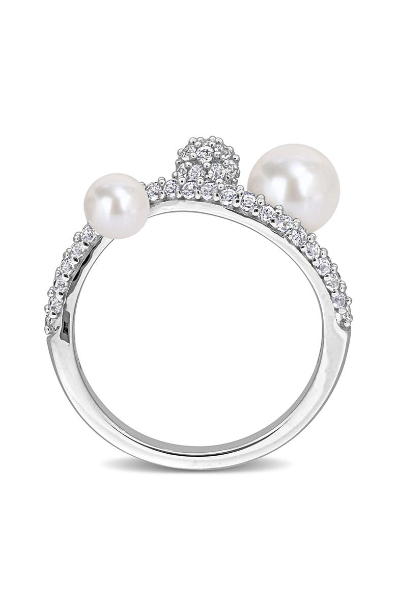 DELMAR White Topaz Pavé & Cultured Freshwater Pearl Ring, Alternate, color, White