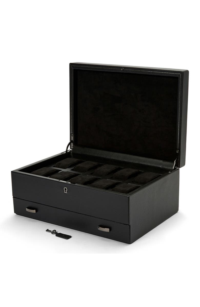 WOLF British Racing 10 Piece Watch Box with Drawer, Alternate, color, Black