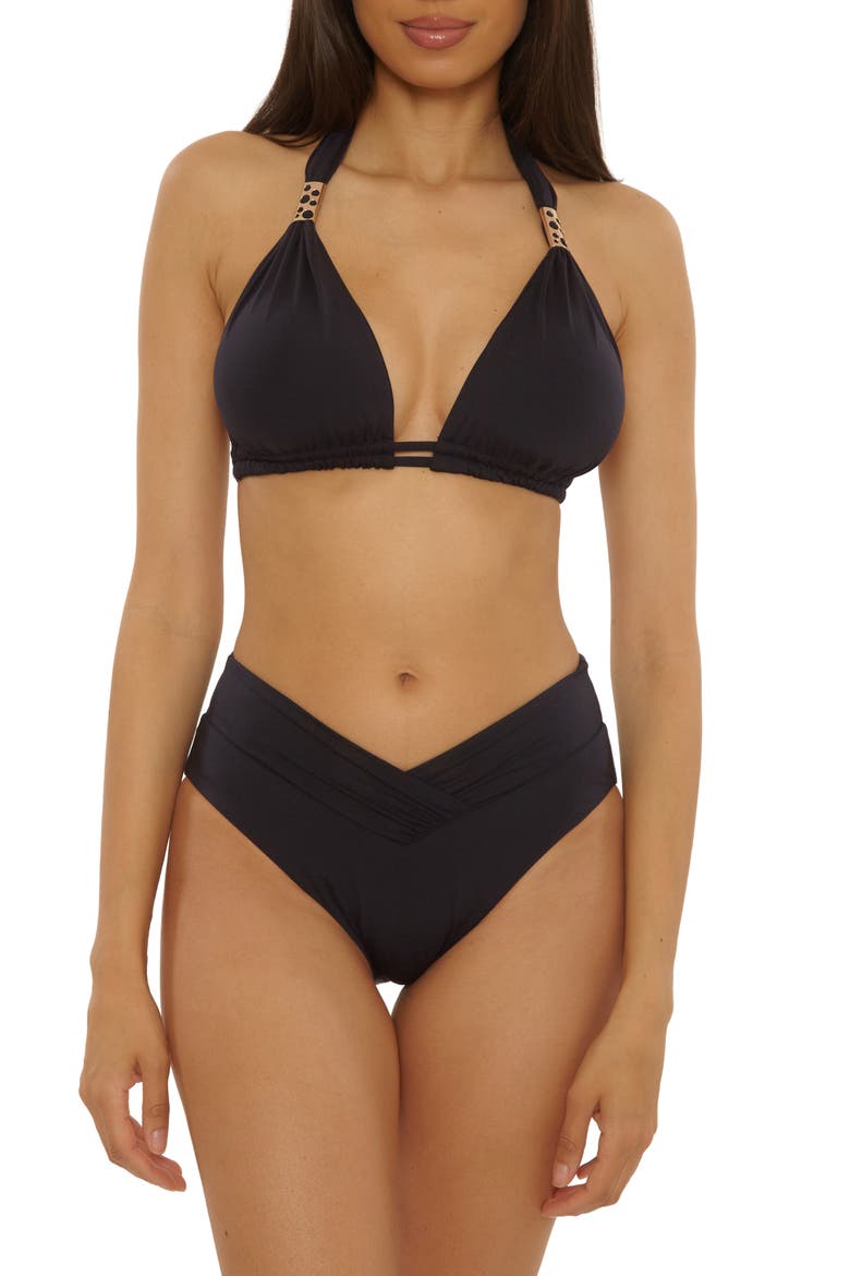 Color Code Triangle Bikini Top, Alternate, color, BLACK