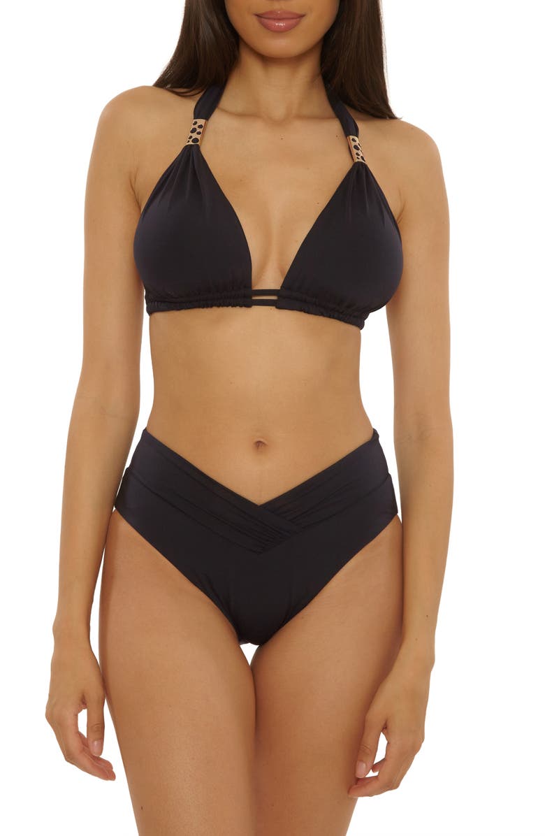 Becca Color Code Triangle Bikini Top, Alternate, color, Black