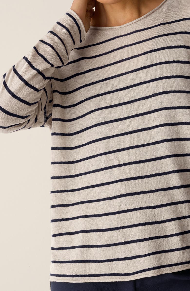 Eileen Fisher Organic Linen & Organic Cotton Crewneck Sweater, Alternate, color, Ink