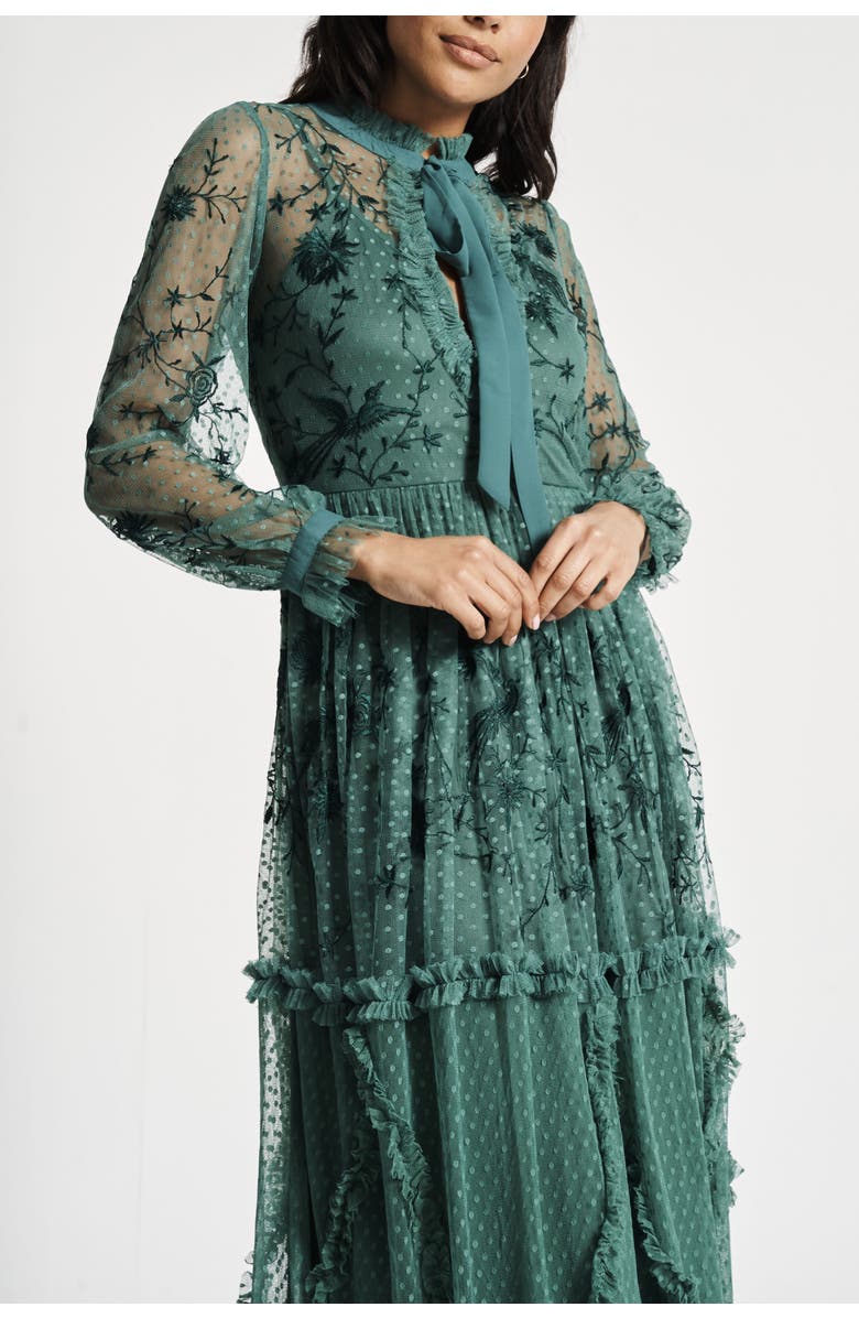 Frock and Frill Floral Embroidered Maxi Gown, Alternate, color, 