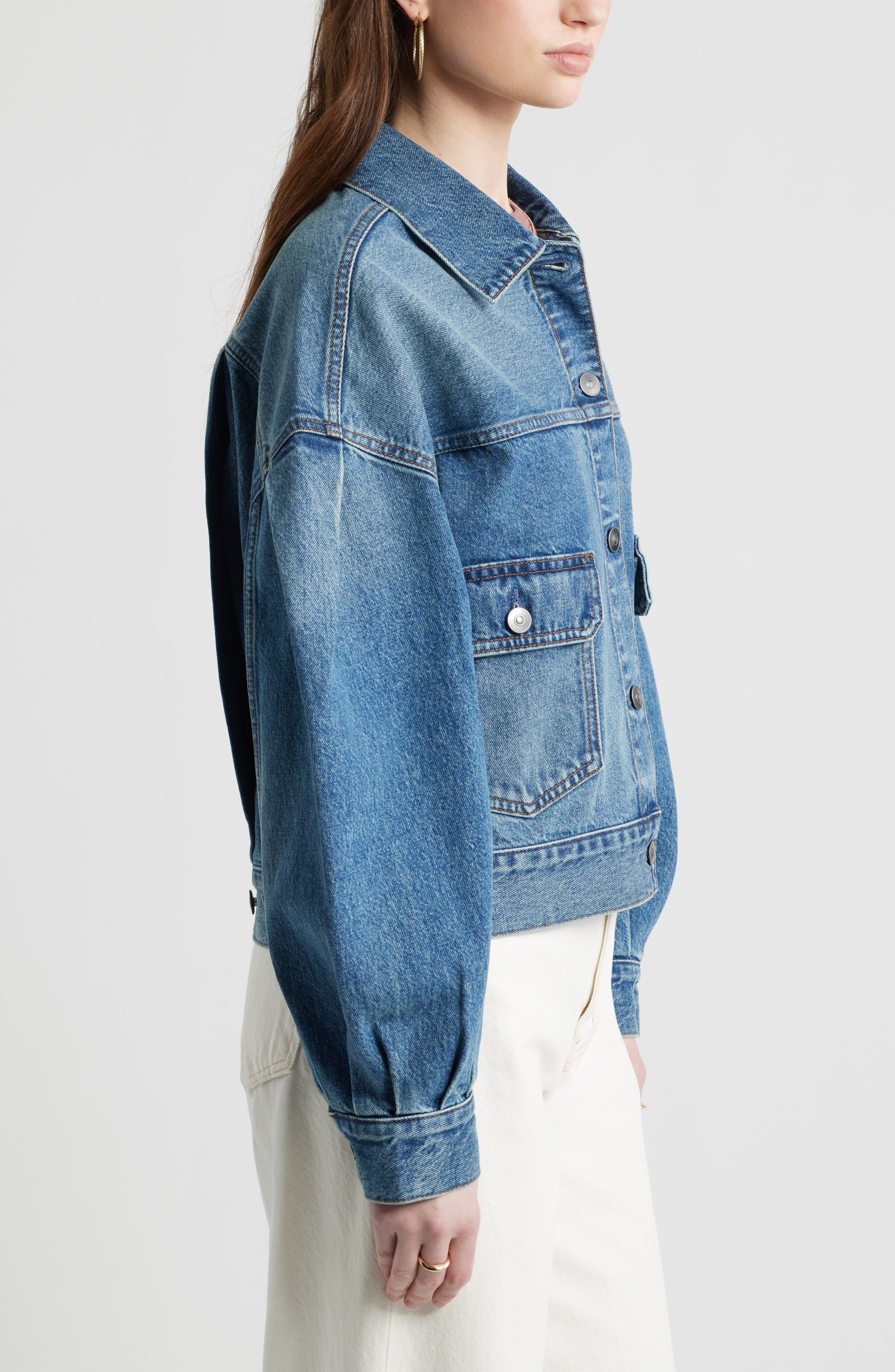Puff Sleeve Denim Jacket (Women) | Nordstrom