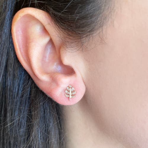 The Lovery Fine Jewelry Diamond Leaf Stud Earrings In Gold