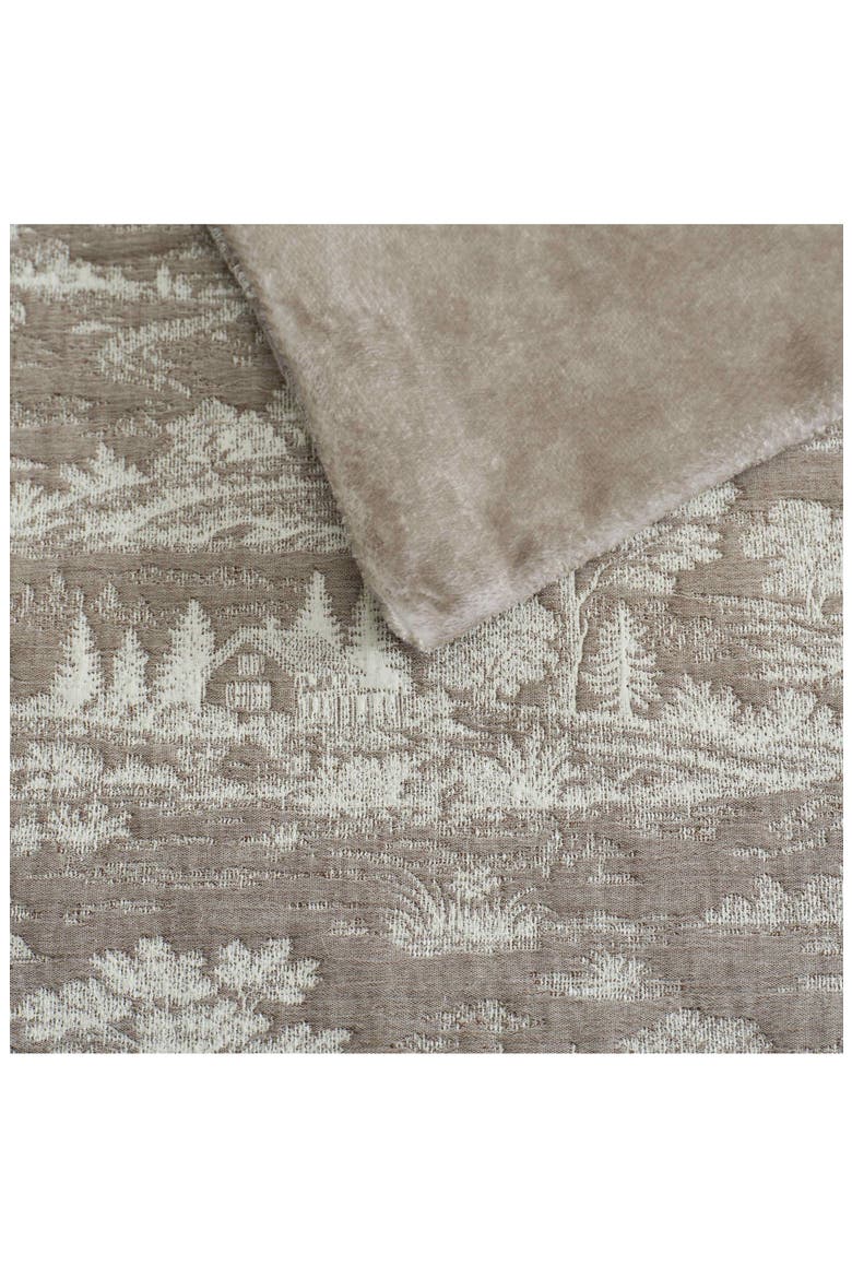 Farmhouse Toile Jacquard Throw Blanket, Alternate, color, DARK TAUPE/ WHITE