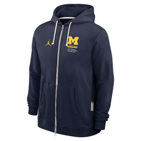 Men's Jordan Brand  Navy Michigan Wolverines 2026 Sideline Standard Issue Dri-FIT Full-Zip Hoodie
