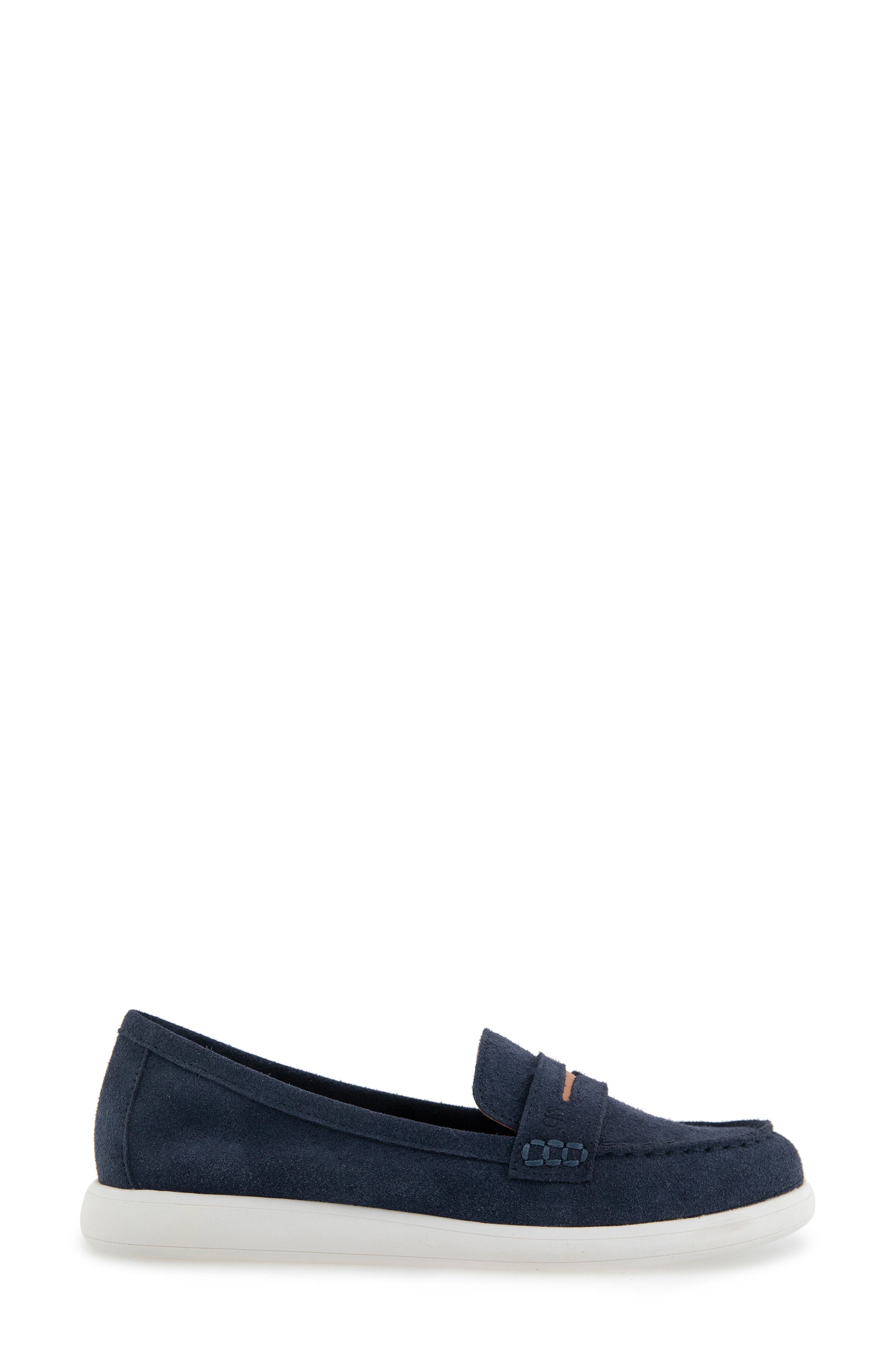 Bailey Metallic Penny Loafer, Alternate, color, NAVY SUEDE