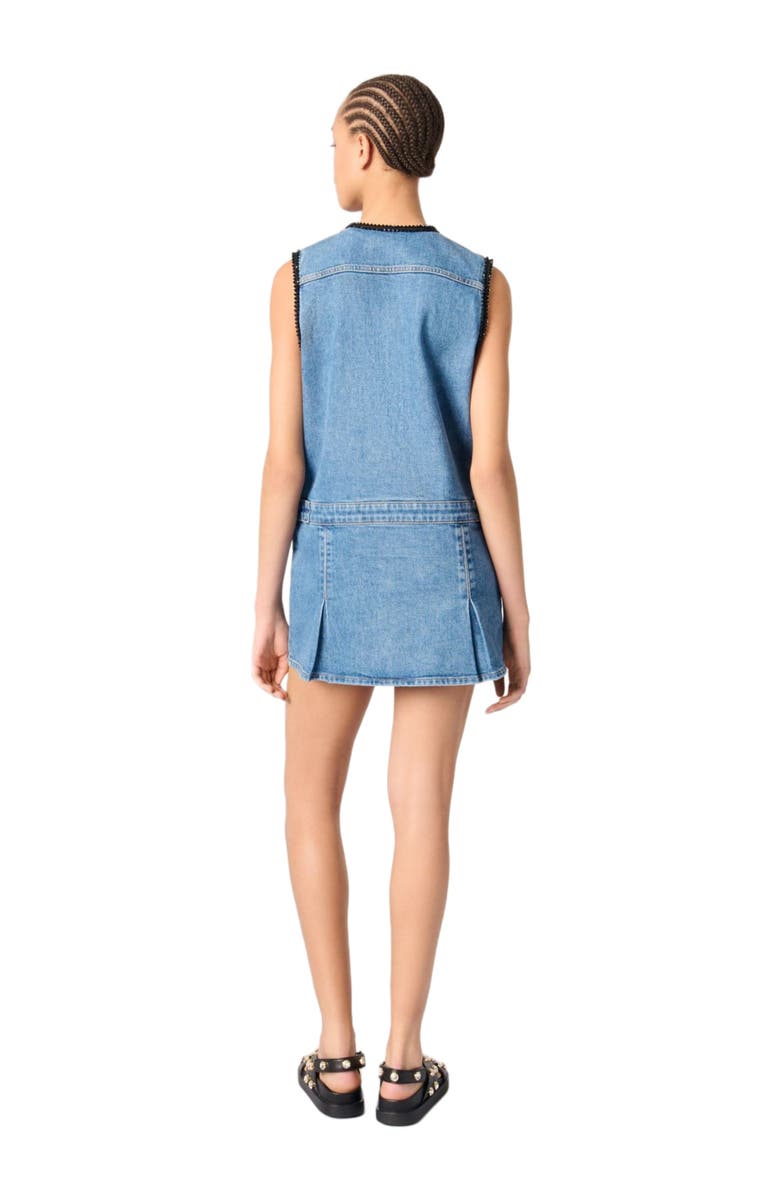 maje Denim dress with embroidered trim, Alternate, color,