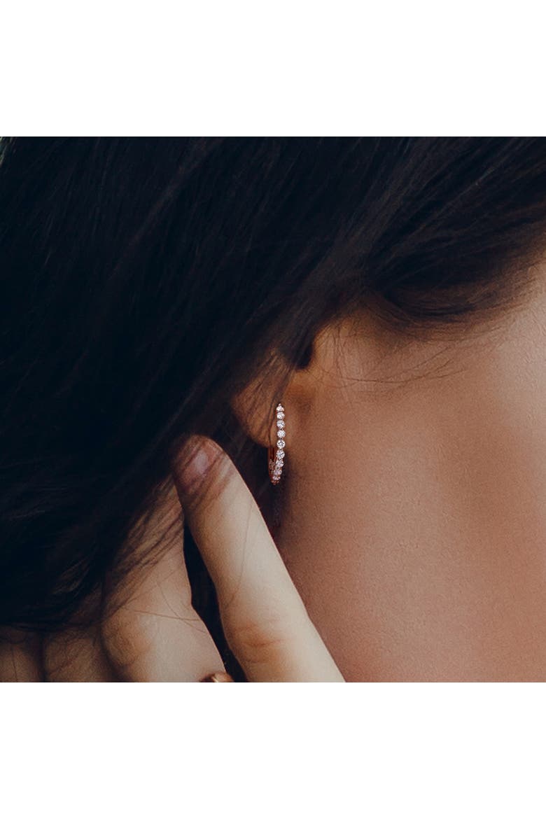 Lab-Grown Diamond Hoop Earrings, Alternate, color, Platinum Sterling Silver