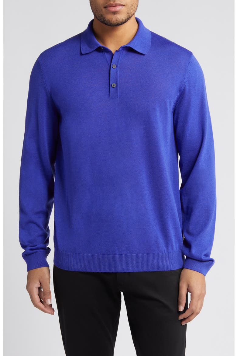 Lancione Wool Sweater Polo, Main, color, DK PRPLE