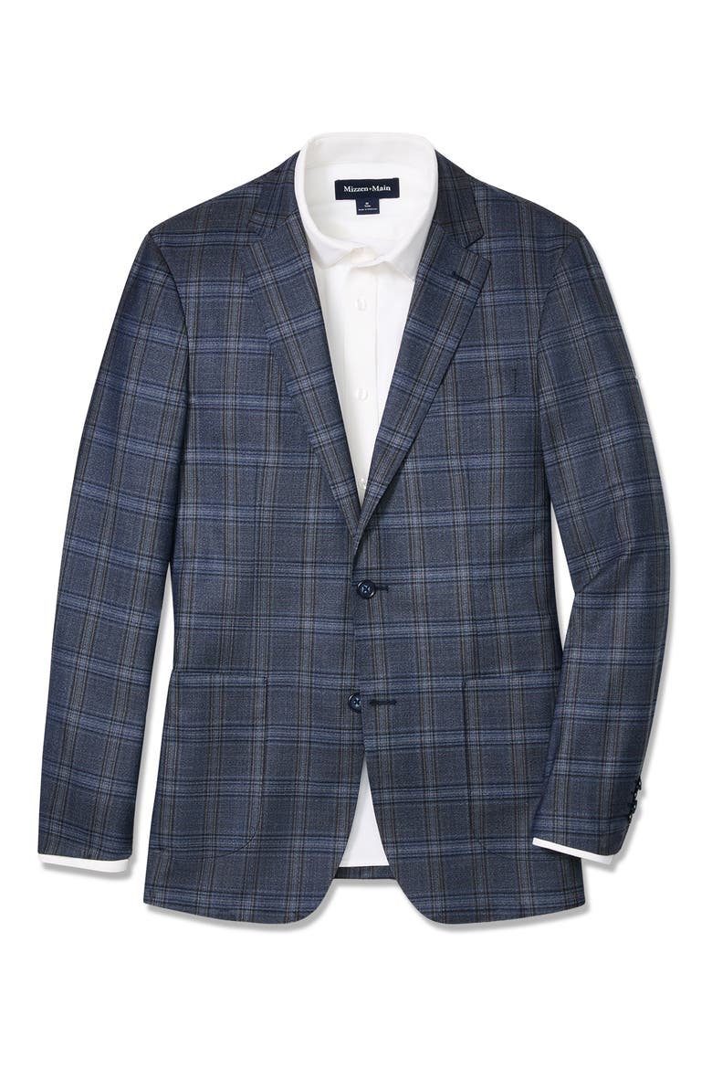 Lavelle Trim Fit Blue Plaid Wool Sport Coat, Alternate, color, NAVY MULTI WINDOWPANE