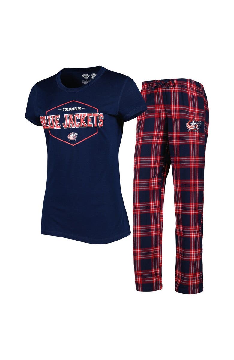 CONCEPTS SPORT Women's Concepts Sport Navy/Red Columbus Blue Jackets Badge T-Shirt & Pants Sleep Set, Main, color, Navy