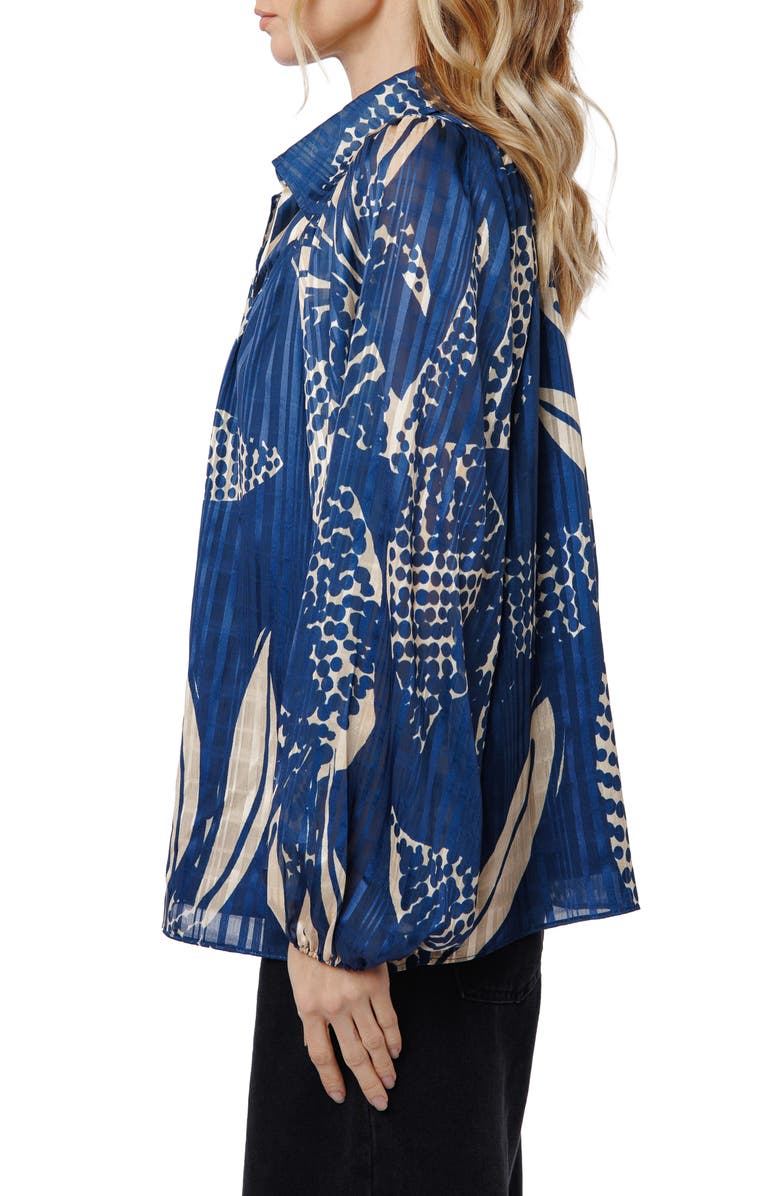 CIEBON Elisa Long Sleeve Top, Alternate, color, Navy/ Cream