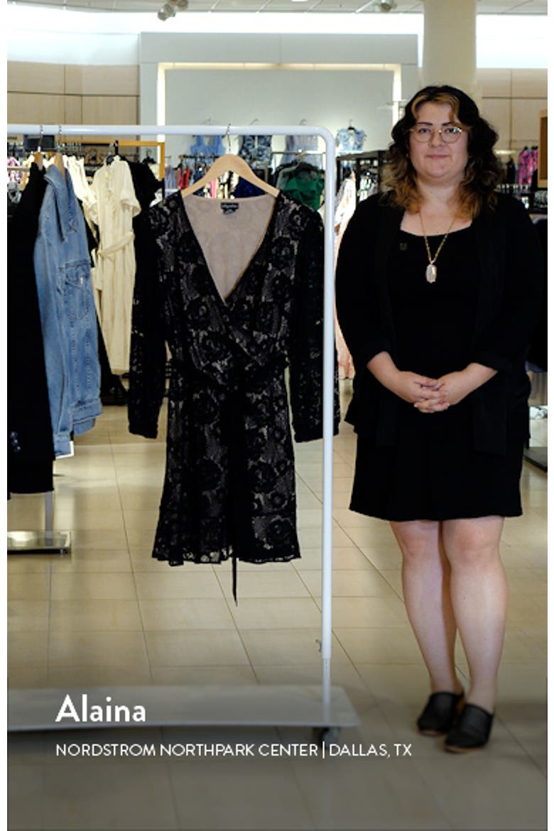Fly Away Long Sleeve Lace Faux Wrap Dress video