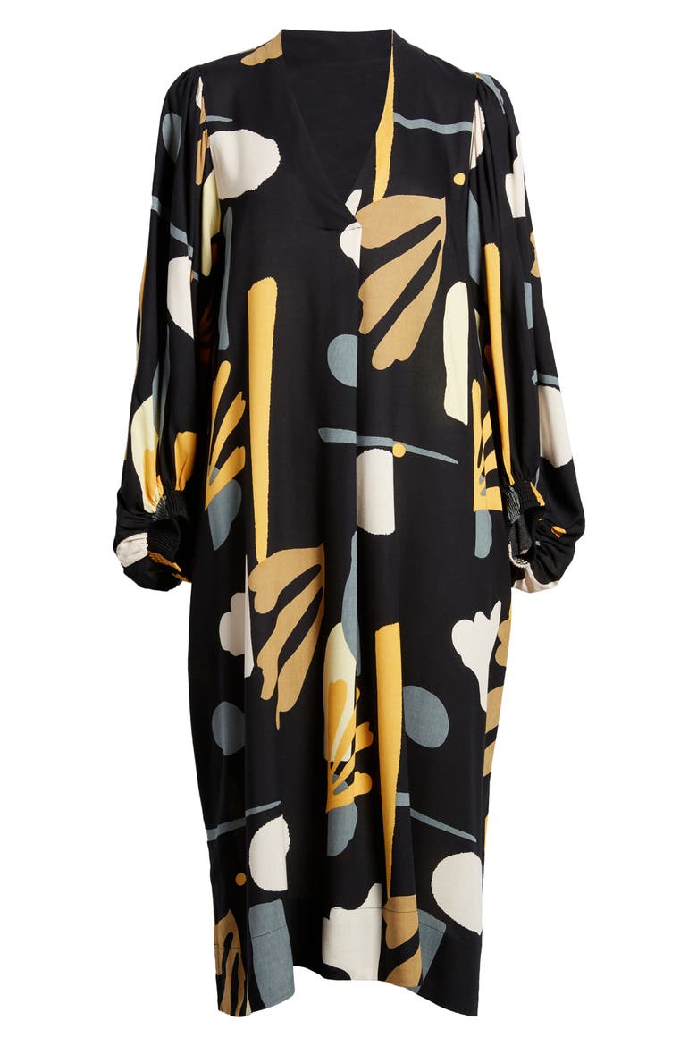 Nalo Abstract Print Long Sleeve Dress, Alternate, color, BUTTERSCOTCH