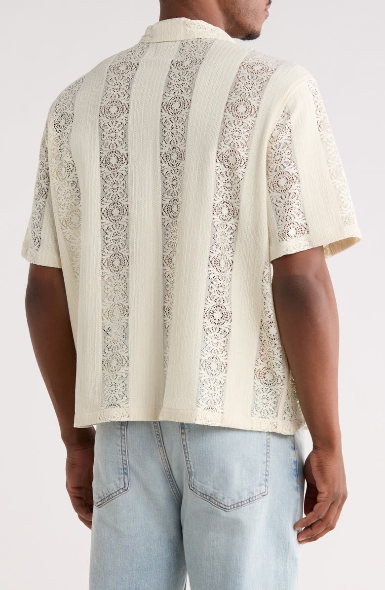 PacSun Dexter Lace Panel Button-Up Camp Shirt, Alternate, color,