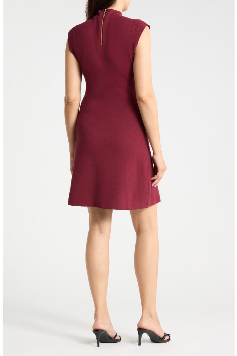 Funnel Neck A-Line Dress, Alternate, color, BURGUNDY