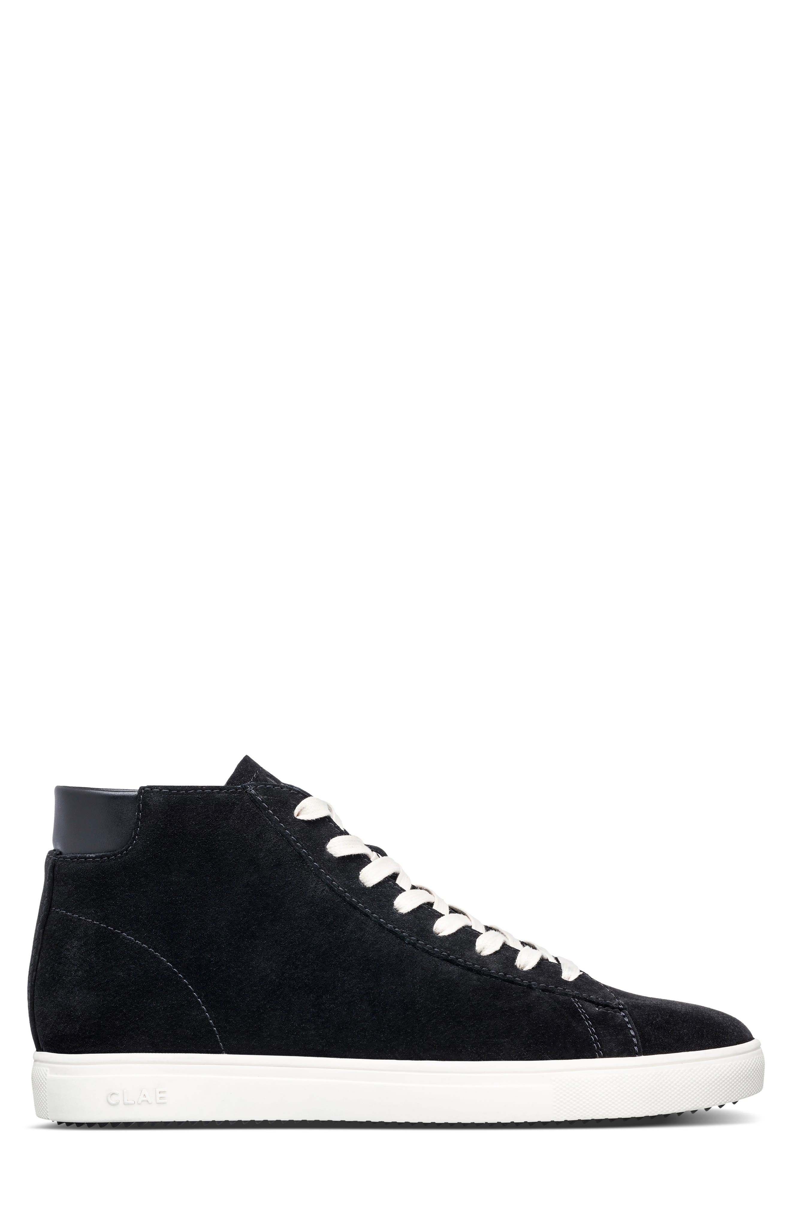 CLAE Bradley Leather Mid Top Sneaker, Alternate, color, Black Suede