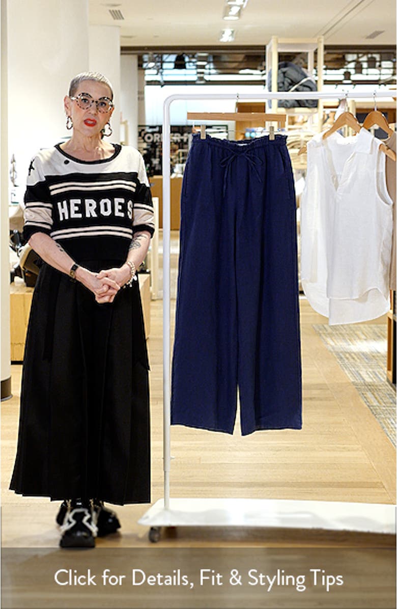 Ruffle Waist Wide Leg Linen Pants, sales video thumbnail