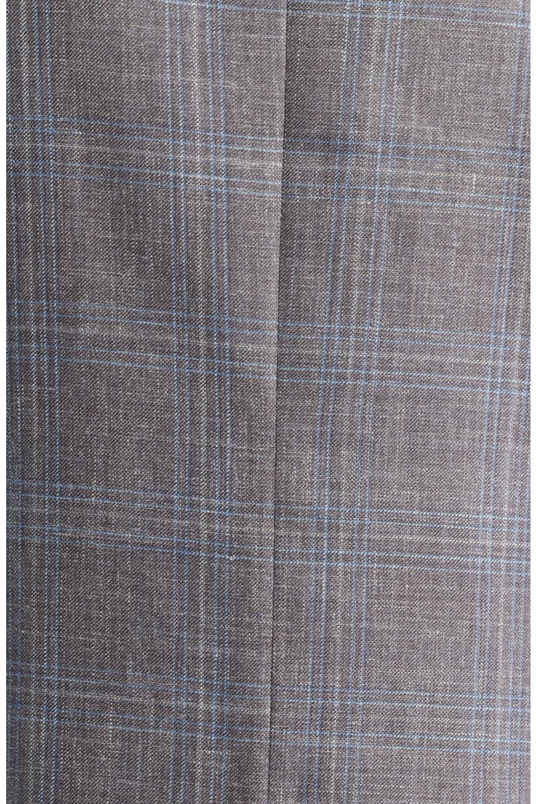 Kei Trim Fit Brown Mélange Shadow Plaid Wool & Silk Blend Sport Coat, Alternate, color, BROWN