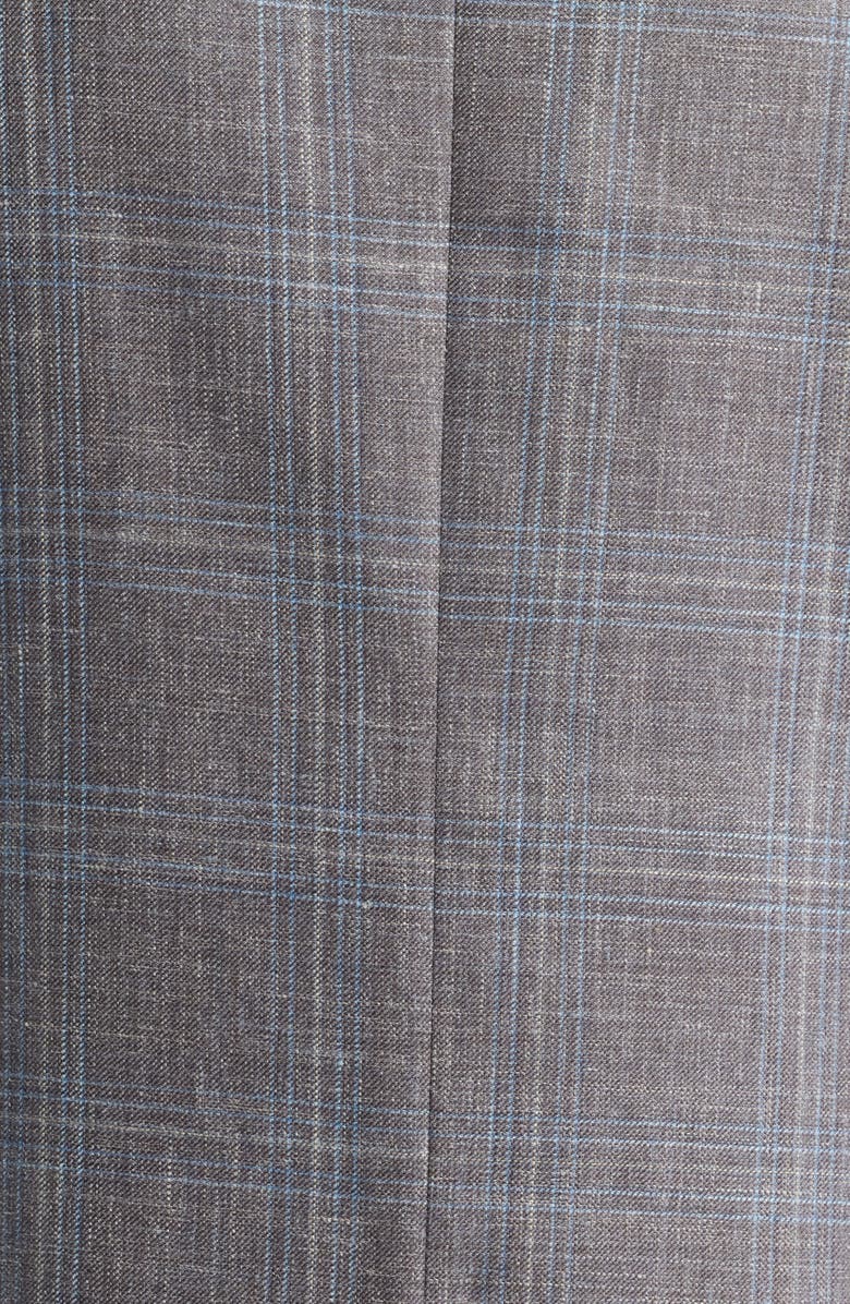 Canali Kei Trim Fit Brown Mélange Shadow Plaid Wool & Silk Blend Sport Coat, Alternate, color, Brown