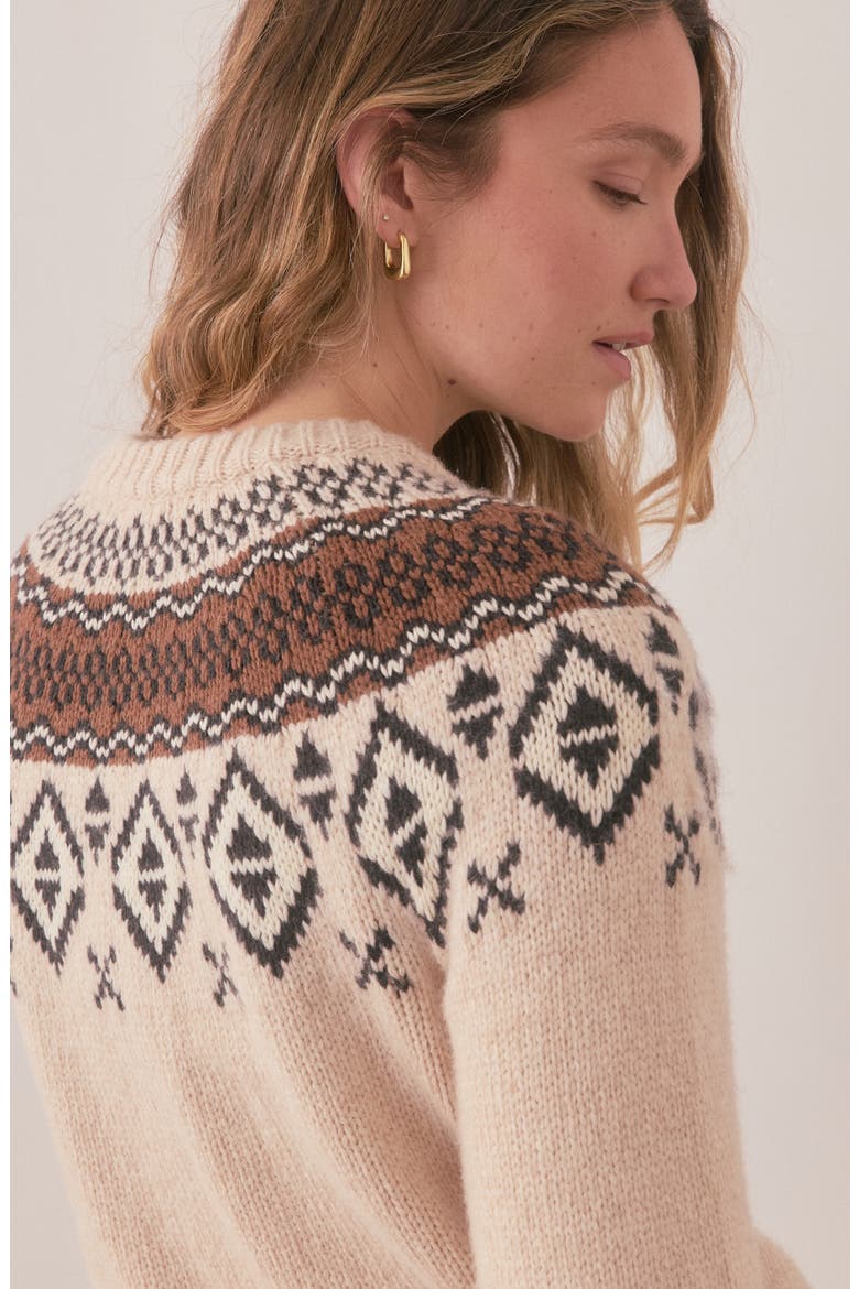Ava Fair Isle Cardigan, Alternate, color, OATMEAL