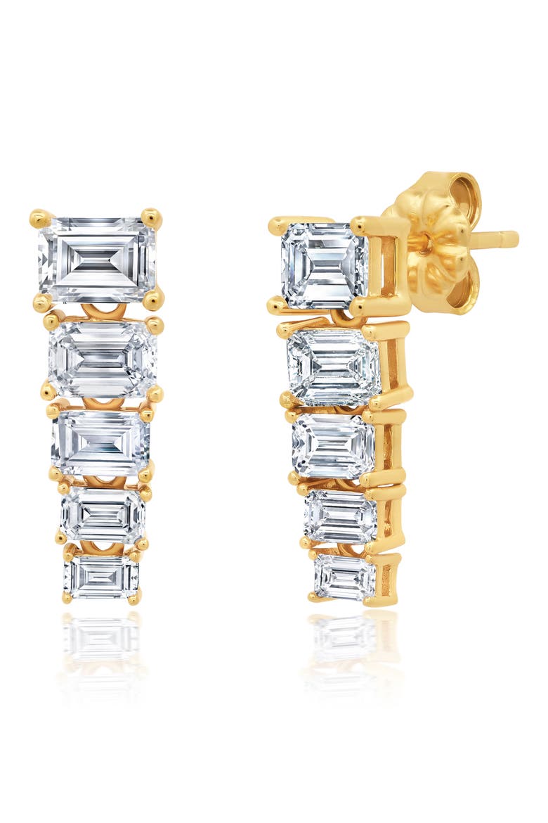 Opulent Drops Cubic Zirconia Linear Earrings, Main, color, GOLD
