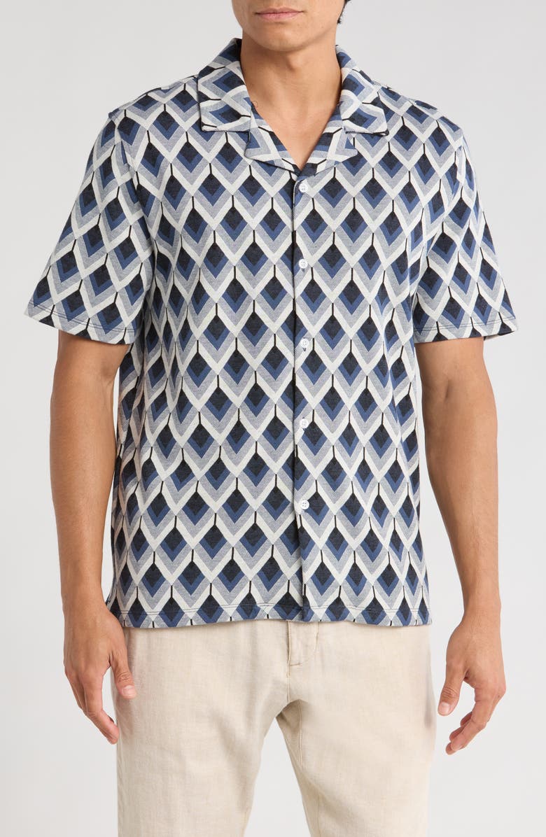 JASON WU Jacquard Camp Shirt, Main, color, Blue Combo