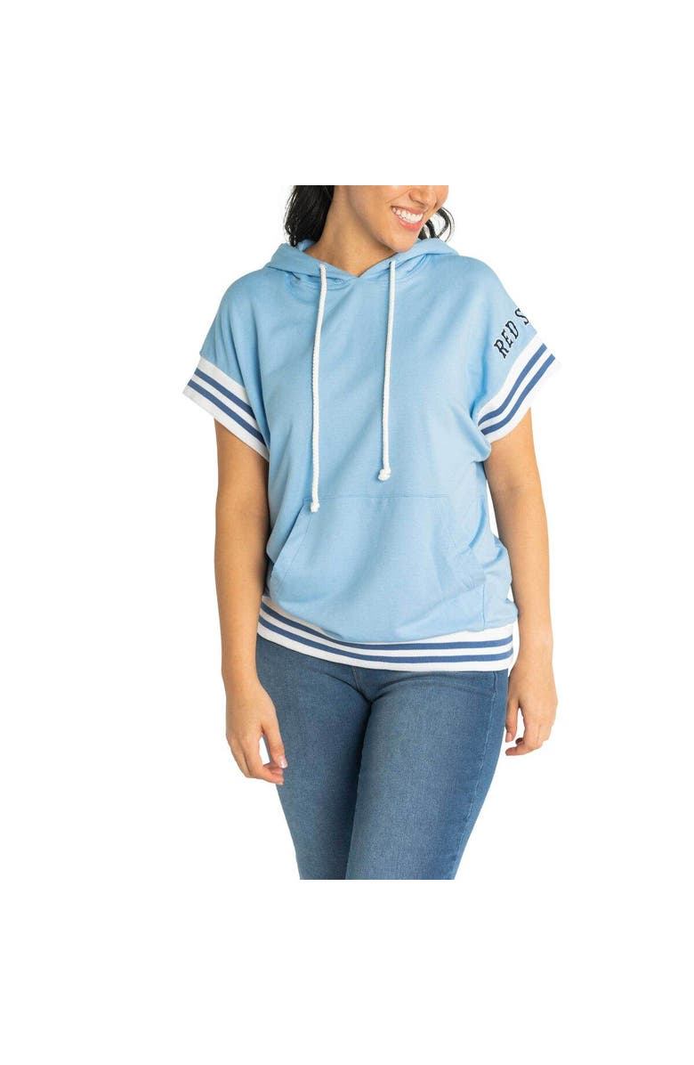 LUSSO Women's Lusso  Light Blue Boston Red Sox Mabel Tri-Blend Short Sleeve Pullover Hoodie, Alternate, color, Light Blue