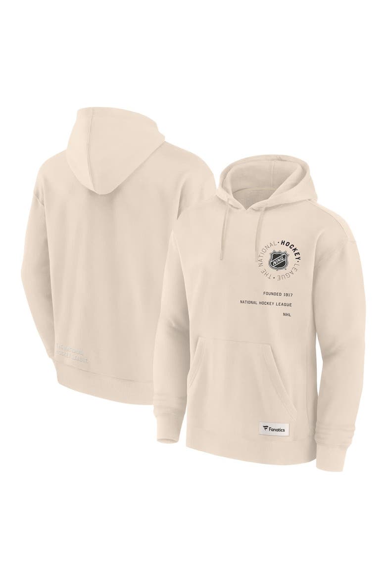 Men's Fanatics Cream NHL-Logo Future Ground Info Pullover Hoodie, Main, color, Cream
