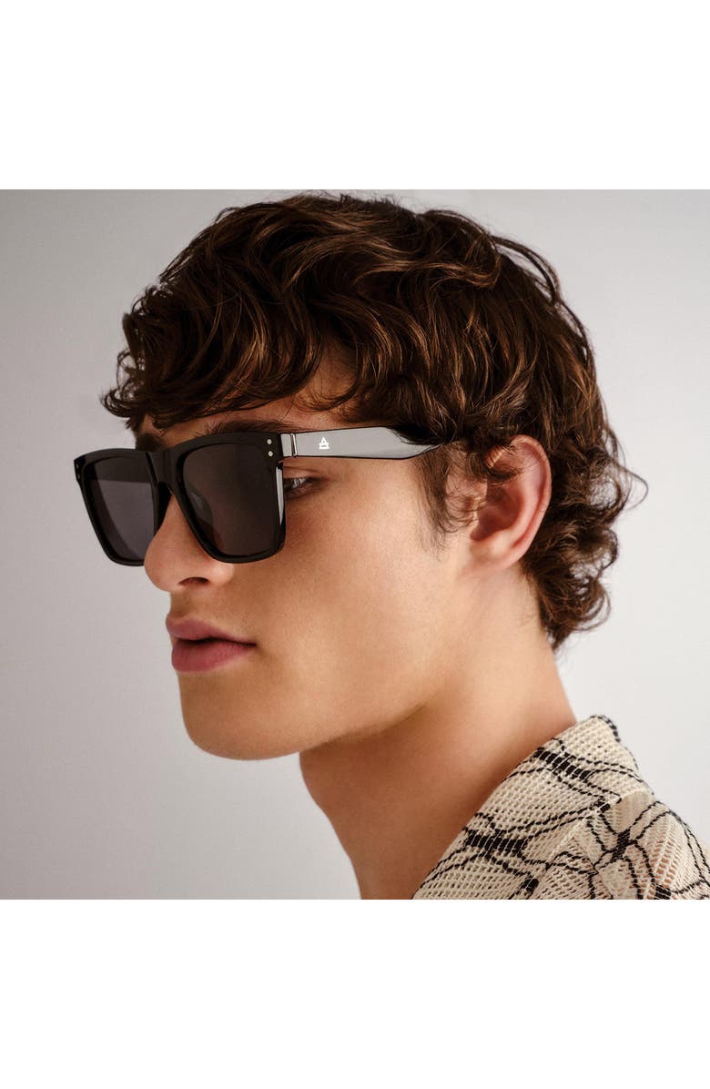 AIRE Kraz 53mm Polarized Square Sunglasses, Alternate, color, Black/Smoke Mono Pol