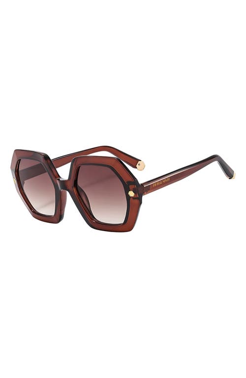 Fifth & Ninth Oversized Haven Sunglasses In Maroon/brown