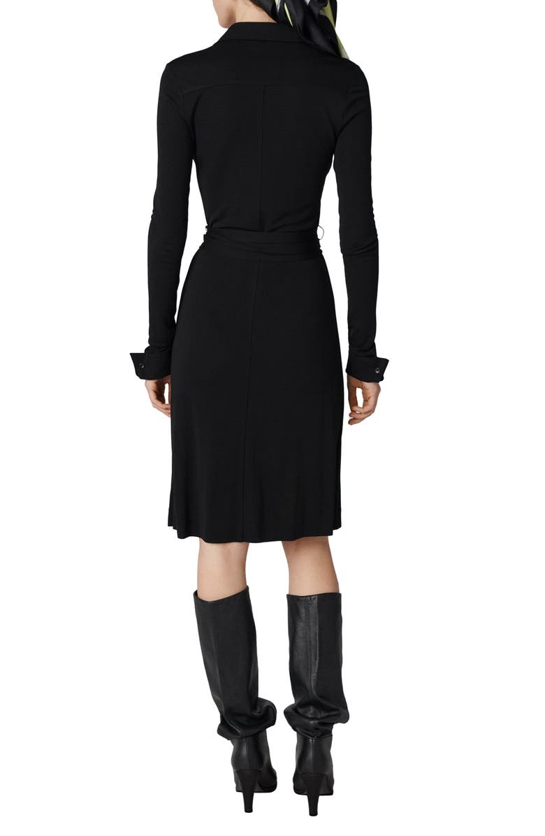 Diane von Furstenberg Diane Long Sleeve Shirtdress, Alternate, color, Black