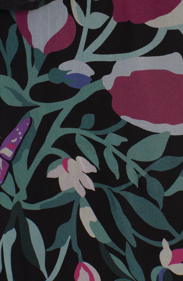 Valentino Floral Print Tie Neck Silk Blouse, Alternate, color,