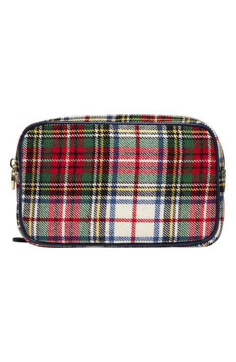 Double Zip Plaid Pouch