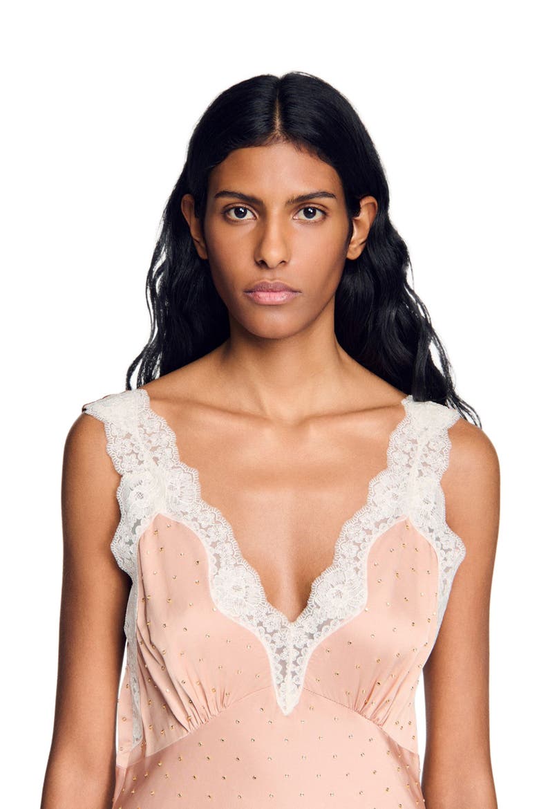 Rhinestone lingerie-style dress, Alternate, color, Nude