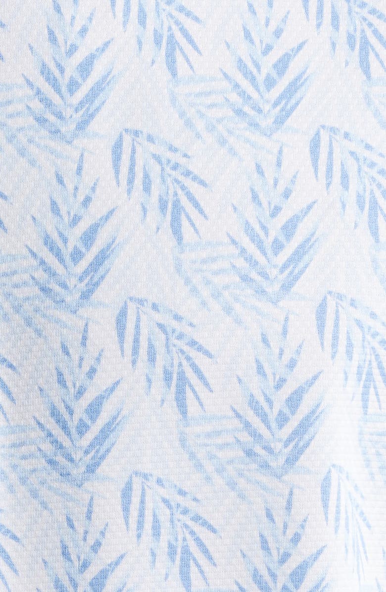 Mizzen+Main Halyard Trim Fit Leaf Print Short Sleeve Button-Up Shirt, Alternate, color, Light Blue Palm