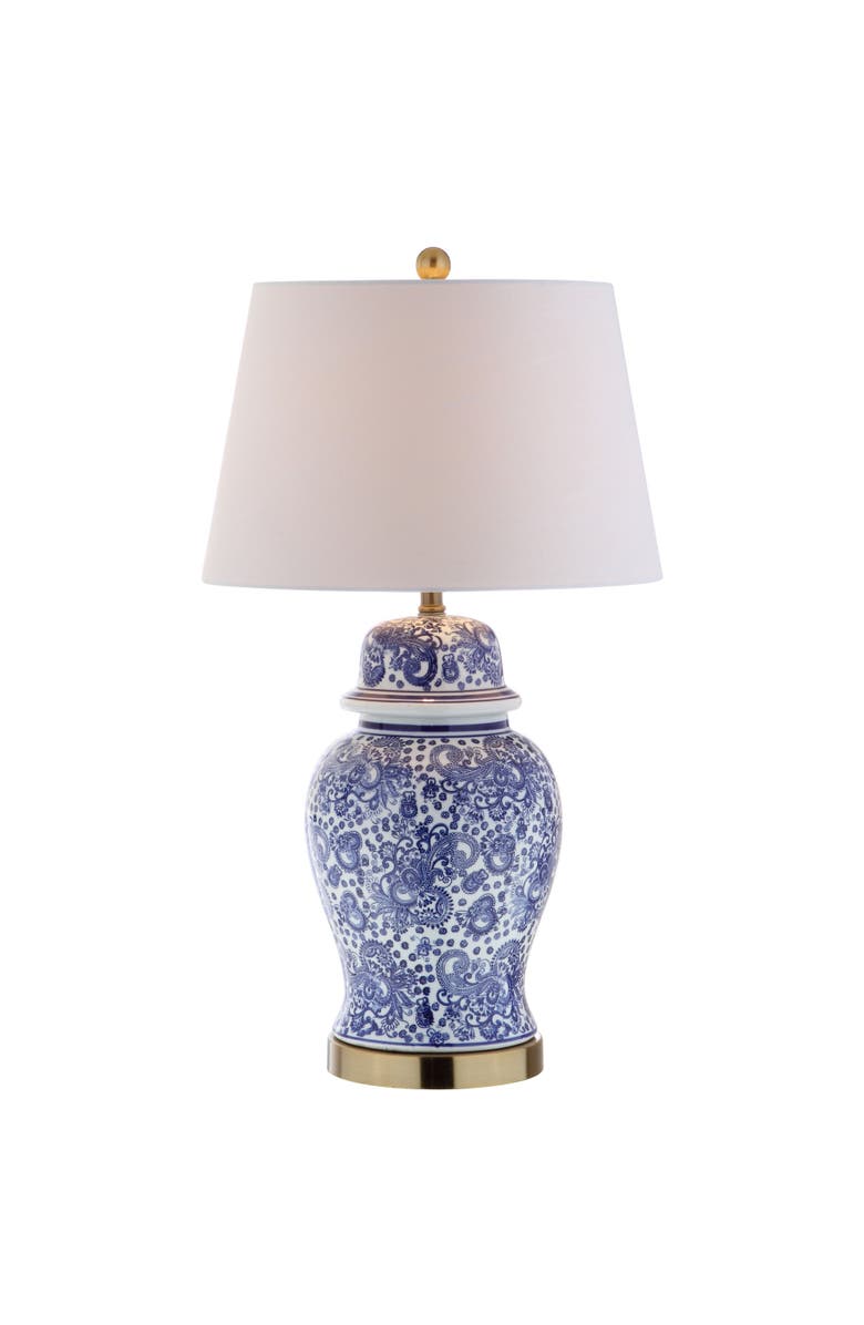 JONATHAN Y Ellis 29.5" Ceramic LED Table Lamp, Blue/White, Main, color, Blue/White