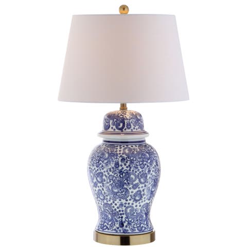 Ellis 29.5" Ceramic LED Table Lamp, Blue/White
