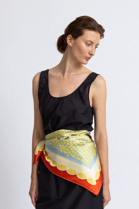 Large Designer Printed Silk Scarf