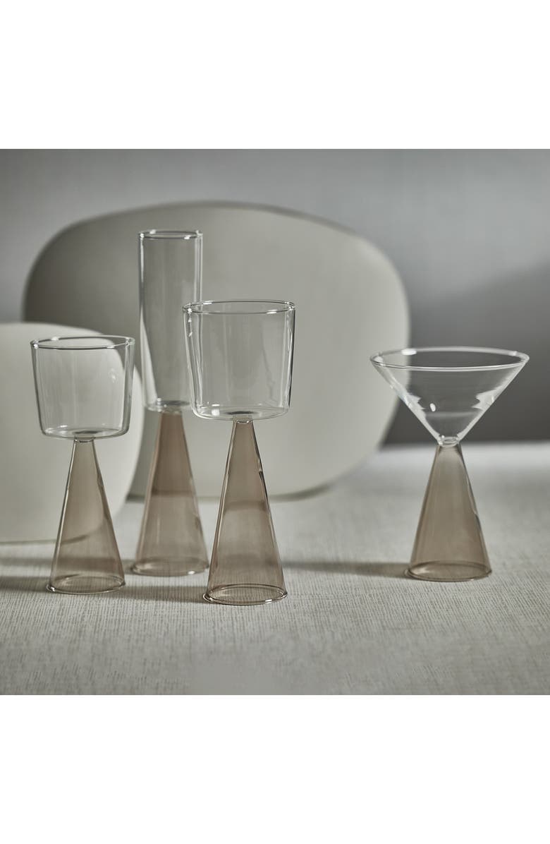 Zodax Viterbo Set of 4 Champagne Flutes, Alternate, color, Clear/ Gray