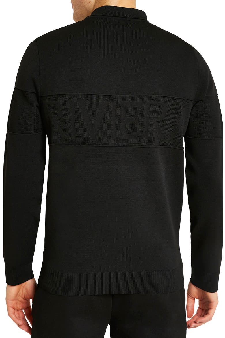 Men's Maison Long Sleeve Cotton Polo, Alternate, color, BLACK